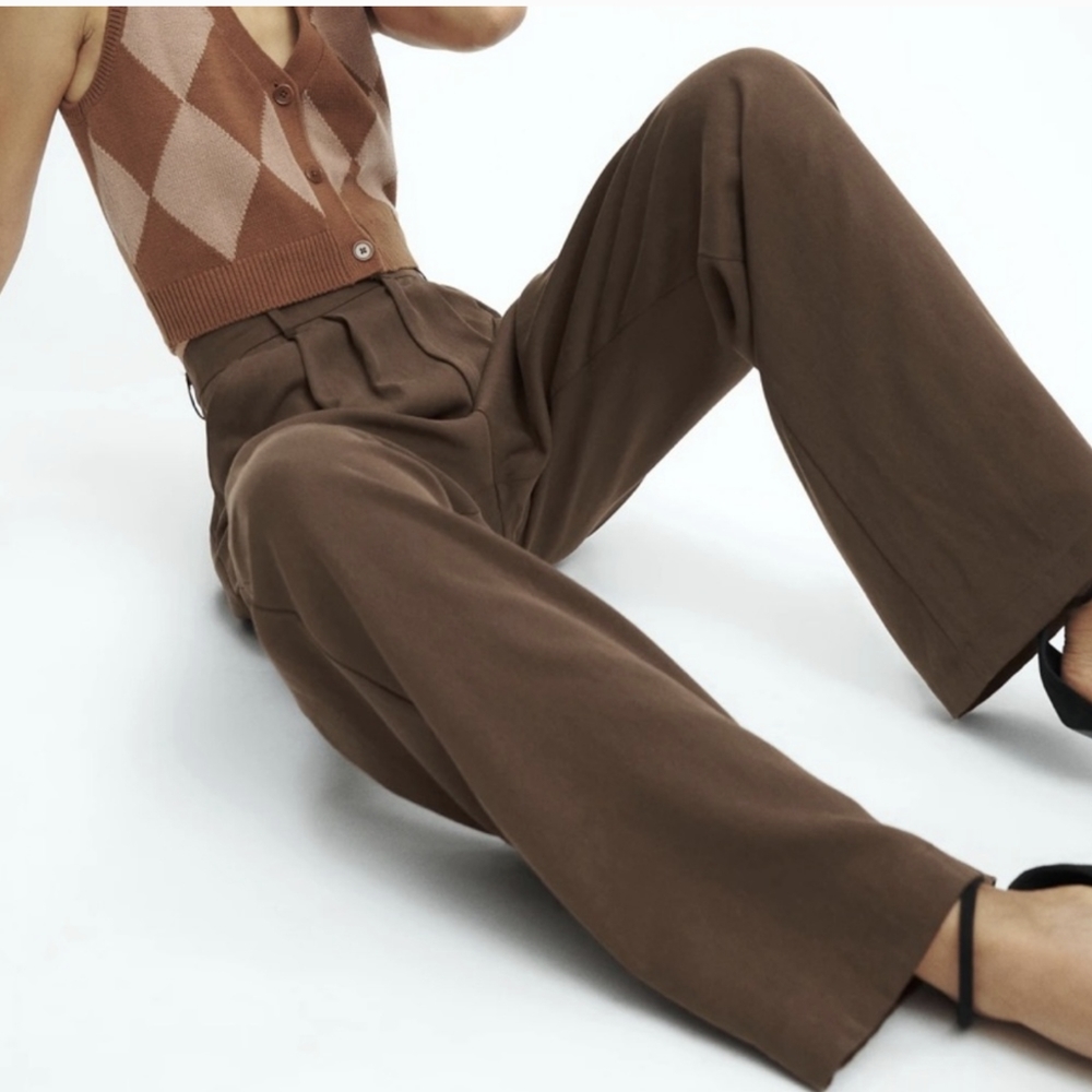 Reformation Brown Wide-Leg Trousers